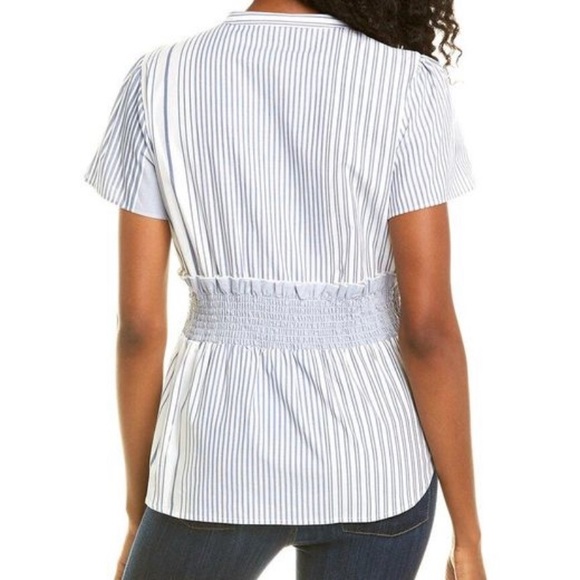 Donna Karan Women's Blue Stripe Top size L - Picture 2 of 8